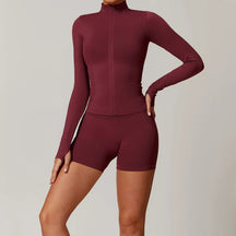 Women's Seamless 2-Piece Yoga Set – Long Sleeve Jacket &amp; High-Waist Leggings Gym Workout