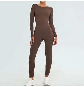 Women's Fitness Romper – Long Sleeve Yoga &amp; Gym Workout Jumpsuit