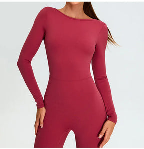 Women's Fitness Romper – Long Sleeve Yoga &amp; Gym Workout Jumpsuit