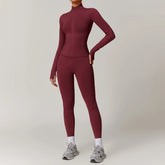 Women's Seamless 2-Piece Yoga Set – Long Sleeve Jacket &amp; High-Waist Leggings Gym Workout