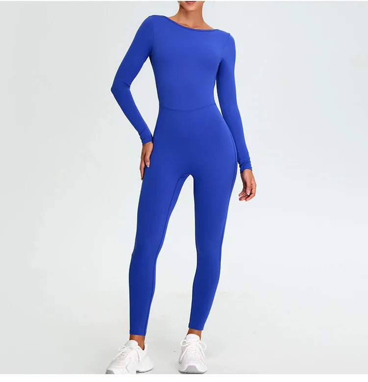 Women's Fitness Romper – Long Sleeve Yoga &amp; Gym Workout Jumpsuit
