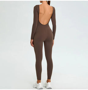 Women's Fitness Romper – Long Sleeve Yoga &amp; Gym Workout Jumpsuit