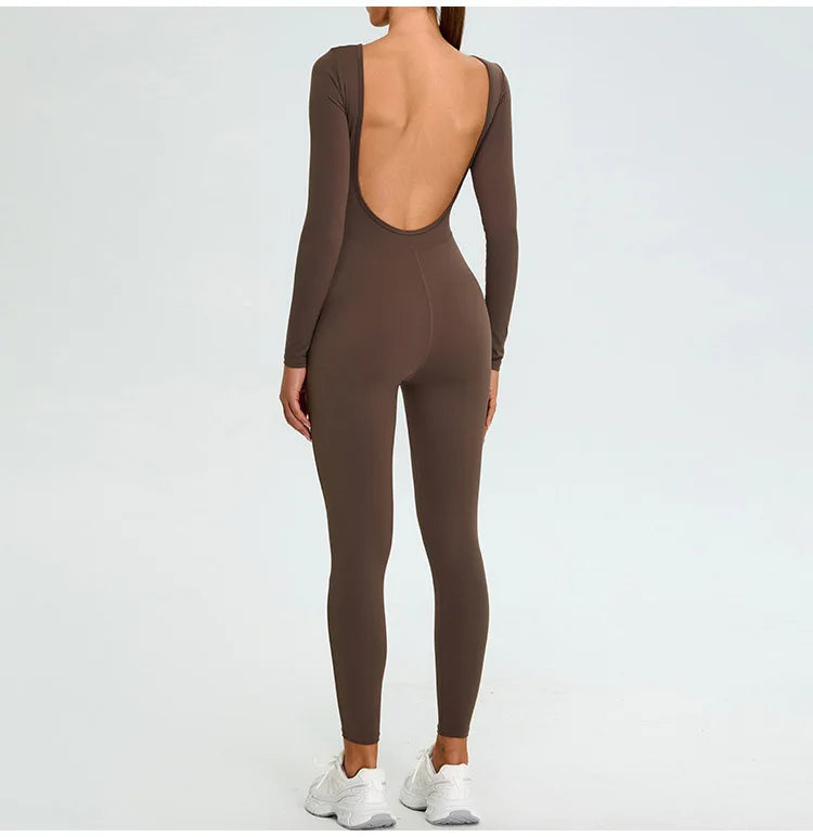 Women's Fitness Romper – Long Sleeve Yoga &amp; Gym Workout Jumpsuit