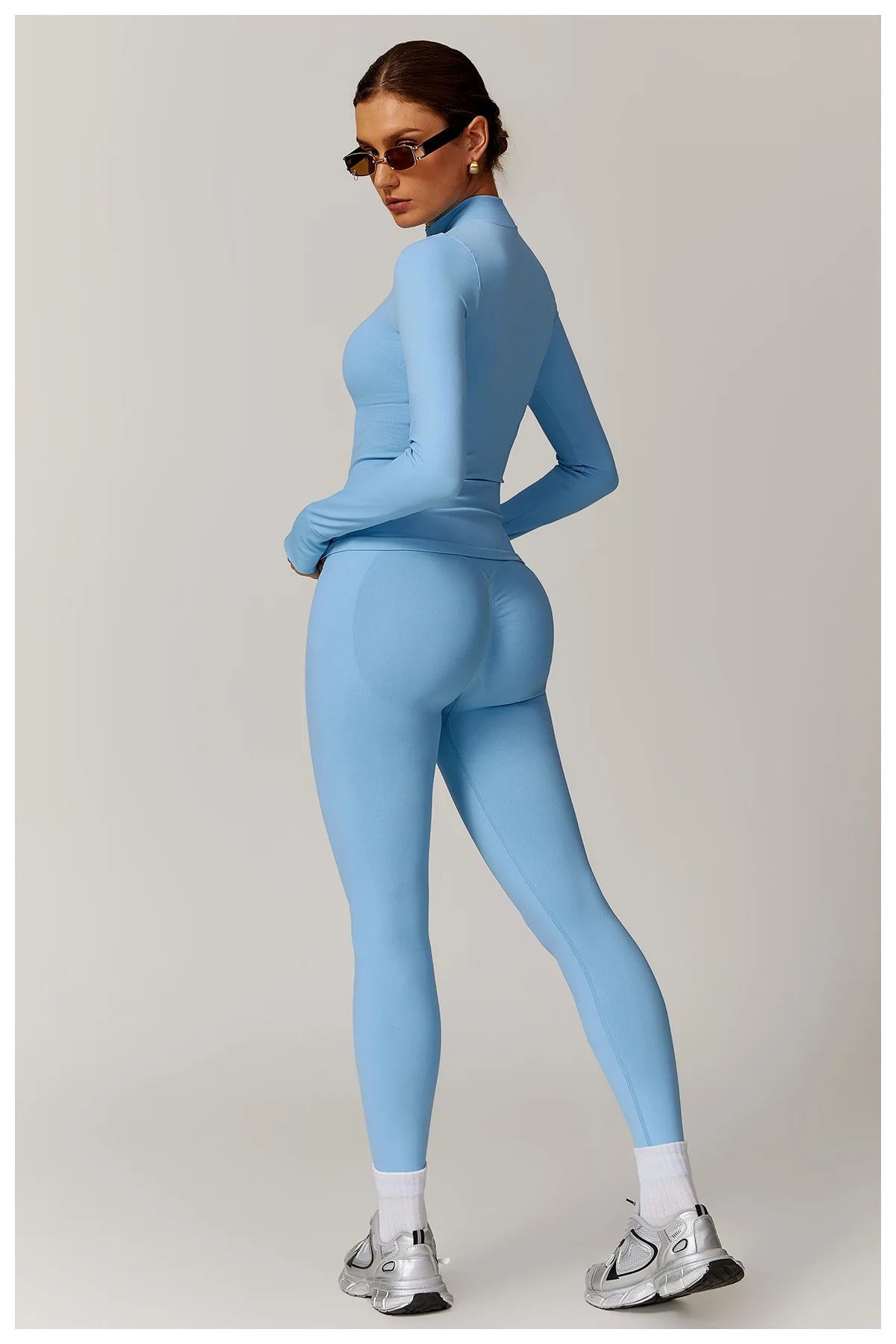 Women's Seamless 2-Piece Yoga Set – Long Sleeve Jacket &amp; High-Waist Leggings Gym Workout