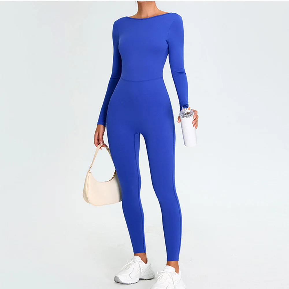Women's Fitness Romper – Long Sleeve Yoga &amp; Gym Workout Jumpsuit
