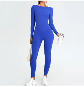 Women's Fitness Romper – Long Sleeve Yoga &amp; Gym Workout Jumpsuit