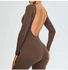 Women's Fitness Romper – Long Sleeve Yoga &amp; Gym Workout Jumpsuit