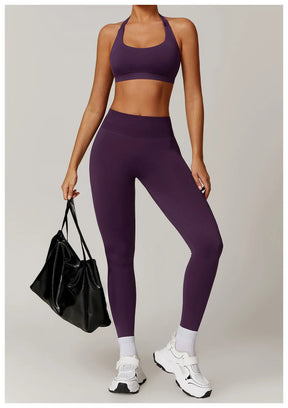 Women's Seamless 2-Piece Yoga Set – Long Sleeve Jacket &amp; High-Waist Leggings Gym Workout