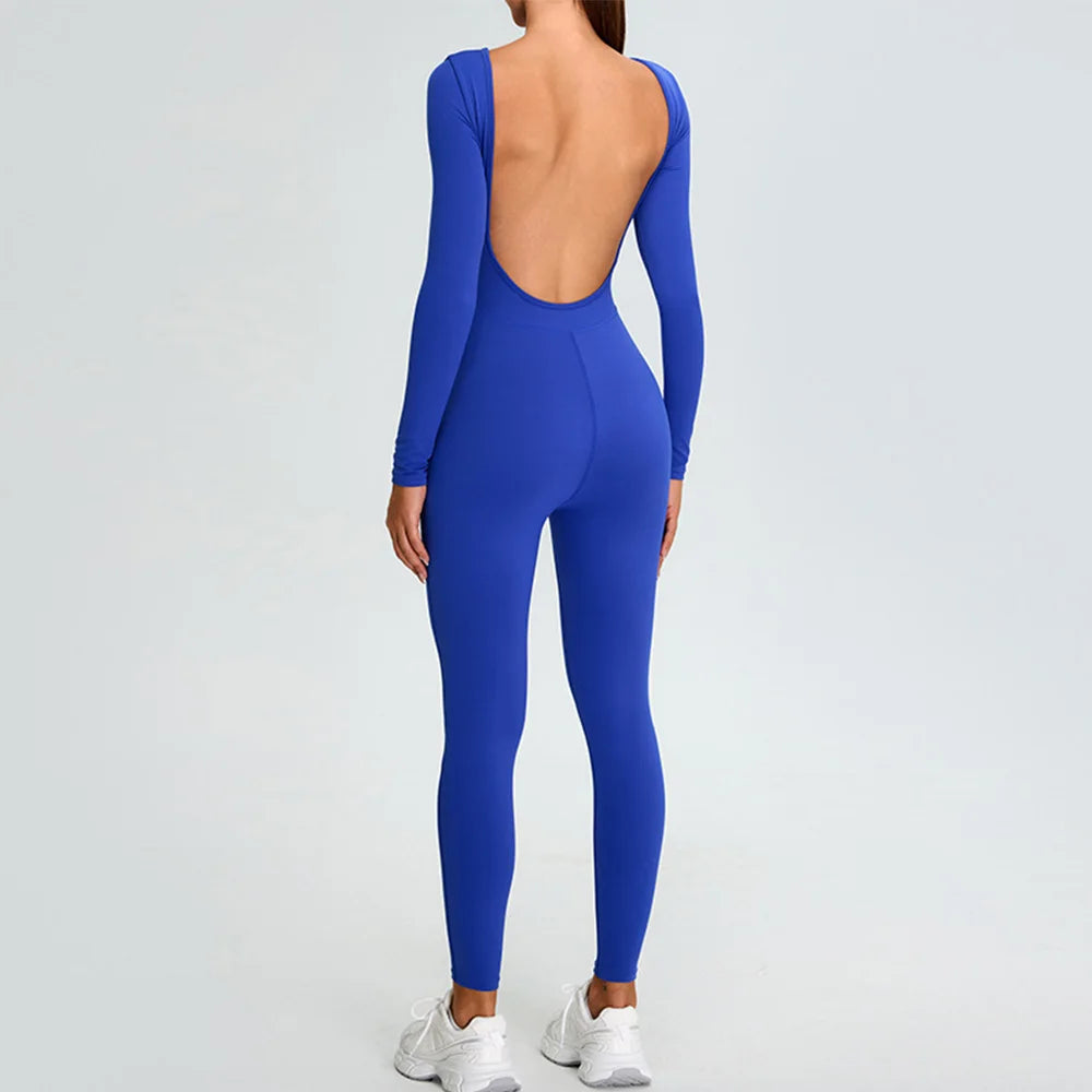 Women's Fitness Romper – Long Sleeve Yoga &amp; Gym Workout Jumpsuit