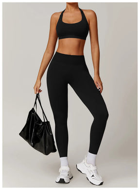 Women's Seamless 2-Piece Yoga Set – Long Sleeve Jacket &amp; High-Waist Leggings Gym Workout