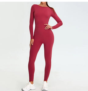 Women's Fitness Romper – Long Sleeve Yoga &amp; Gym Workout Jumpsuit