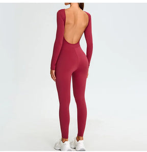 Women's Fitness Romper – Long Sleeve Yoga &amp; Gym Workout Jumpsuit