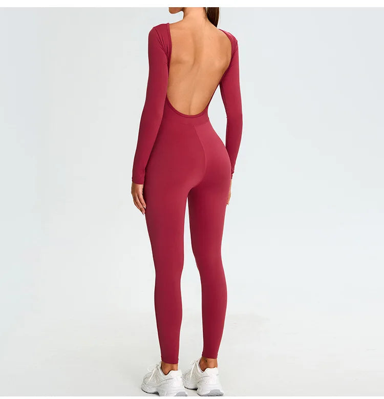 Women's Fitness Romper – Long Sleeve Yoga &amp; Gym Workout Jumpsuit