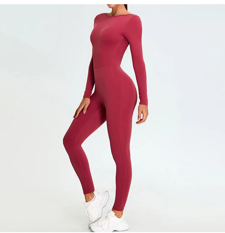 Women's Fitness Romper – Long Sleeve Yoga &amp; Gym Workout Jumpsuit