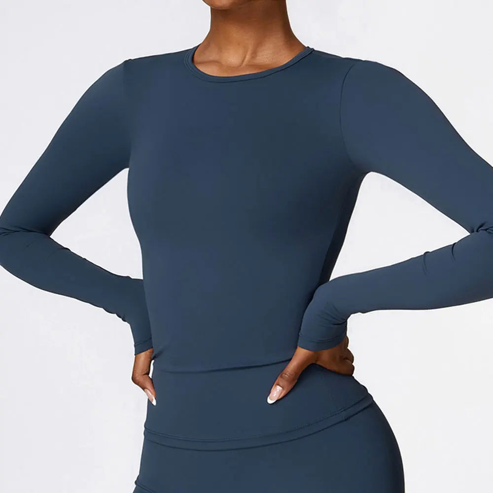 Women's Long Sleeve Yoga Top – Quick Dry Sports T-Shirt