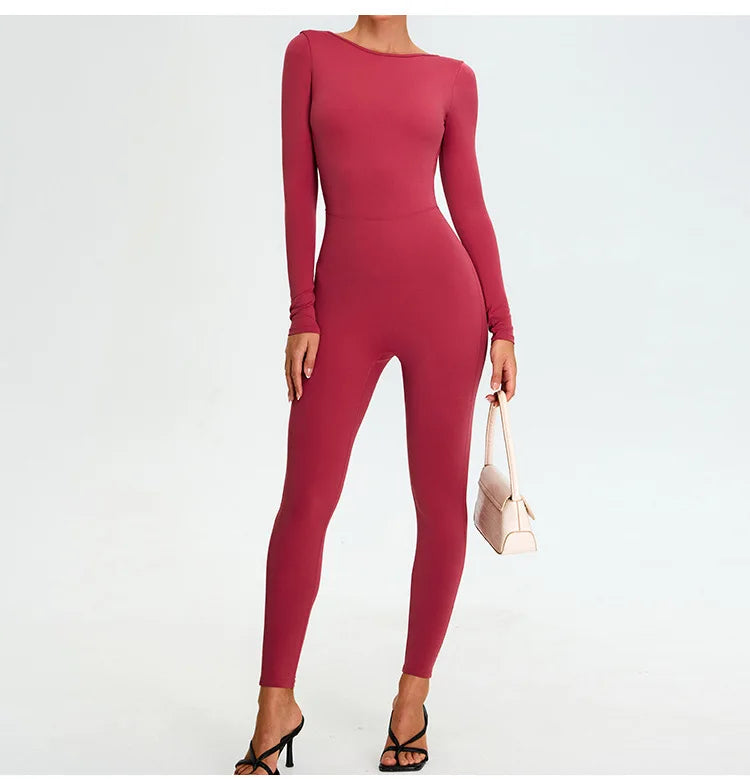 Women's Fitness Romper – Long Sleeve Yoga &amp; Gym Workout Jumpsuit