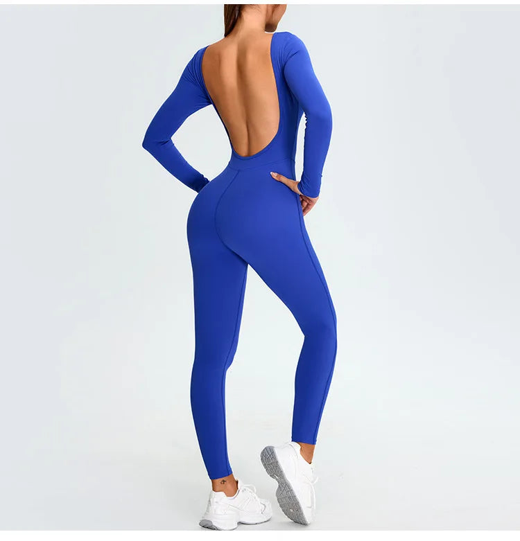 Women's Fitness Romper – Long Sleeve Yoga &amp; Gym Workout Jumpsuit