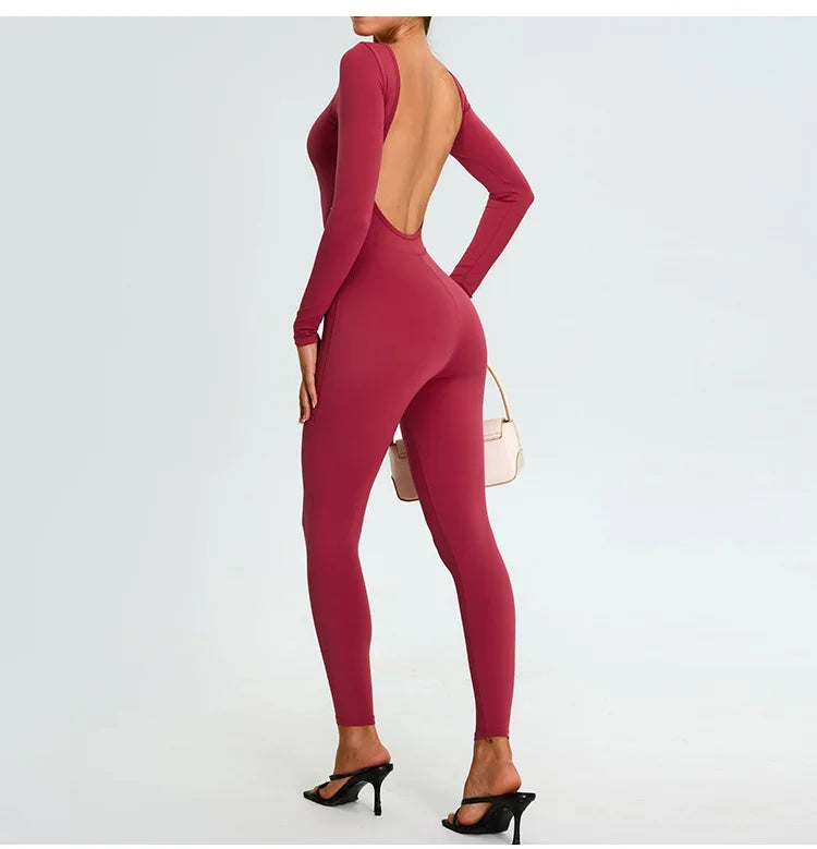 Women's Fitness Romper – Long Sleeve Yoga &amp; Gym Workout Jumpsuit