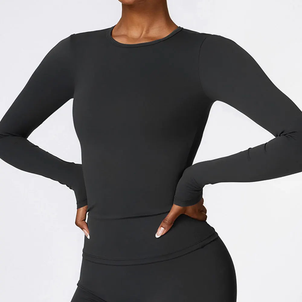 Women's Long Sleeve Yoga Top – Quick Dry Sports T-Shirt