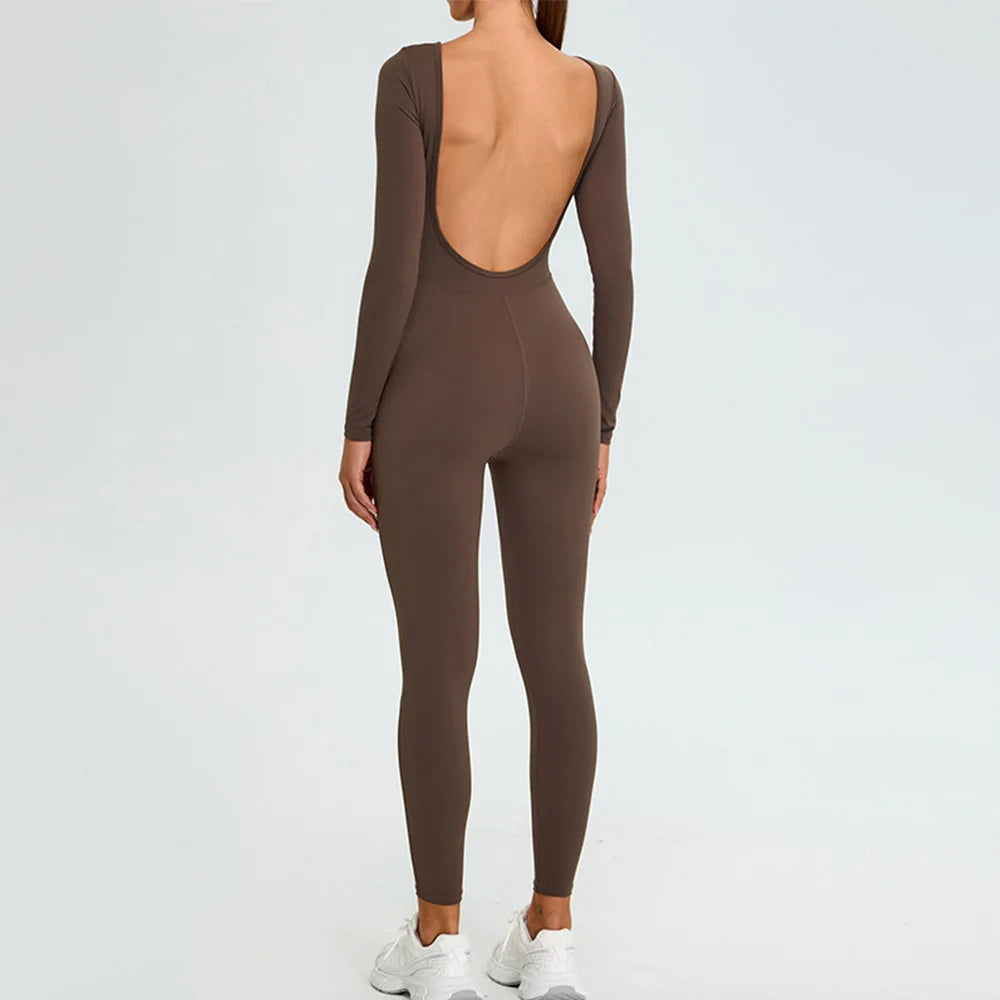 Women's Fitness Romper – Long Sleeve Yoga &amp; Gym Workout Jumpsuit