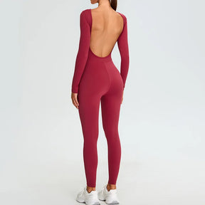 Women's Fitness Romper – Long Sleeve Yoga &amp; Gym Workout Jumpsuit