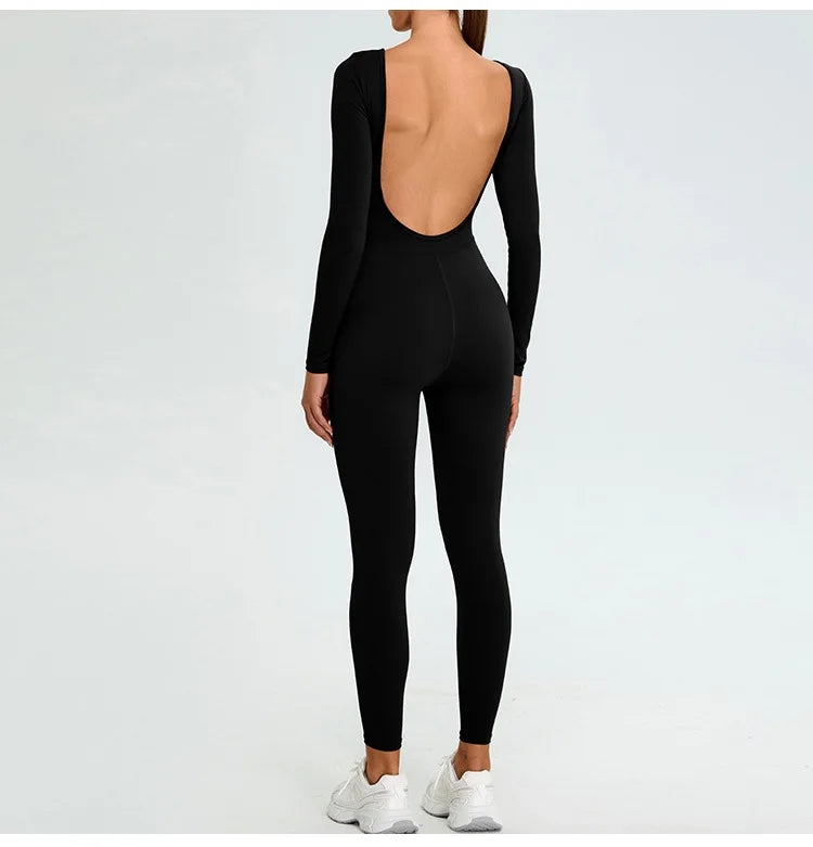 Women's Fitness Romper – Long Sleeve Yoga &amp; Gym Workout Jumpsuit