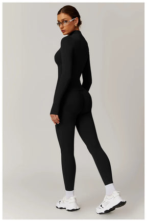 Women's Seamless 2-Piece Yoga Set – Long Sleeve Jacket &amp; High-Waist Leggings Gym Workout