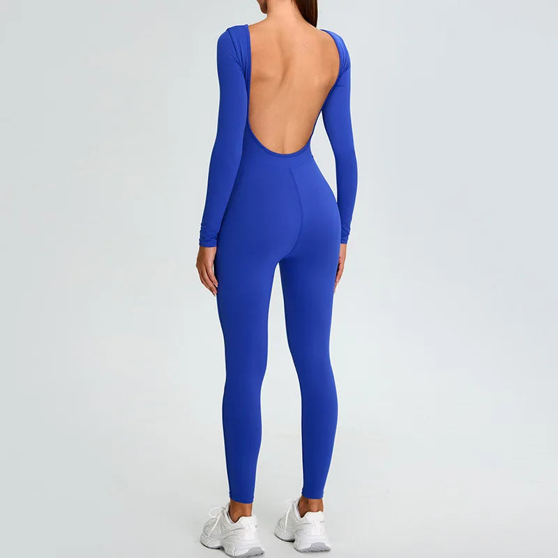 Women's Fitness Romper – Long Sleeve Yoga &amp; Gym Workout Jumpsuit