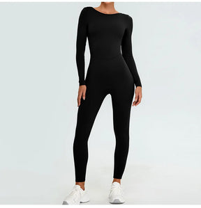 Women's Fitness Romper – Long Sleeve Yoga &amp; Gym Workout Jumpsuit