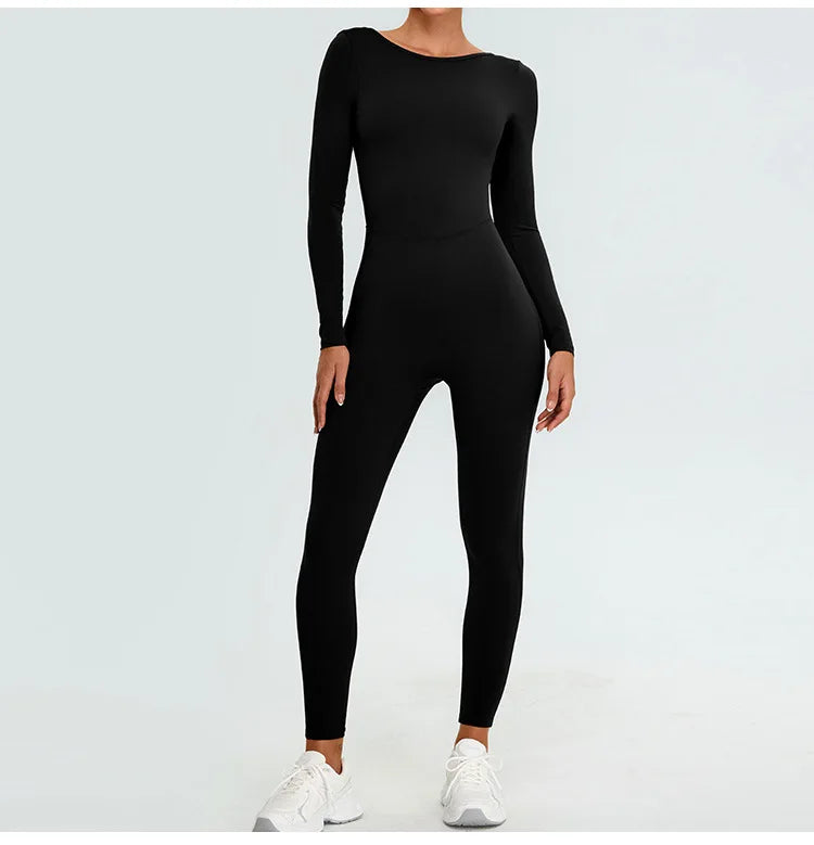 Women's Fitness Romper – Long Sleeve Yoga &amp; Gym Workout Jumpsuit