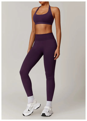 Women's Seamless 2-Piece Yoga Set – Long Sleeve Jacket &amp; High-Waist Leggings Gym Workout