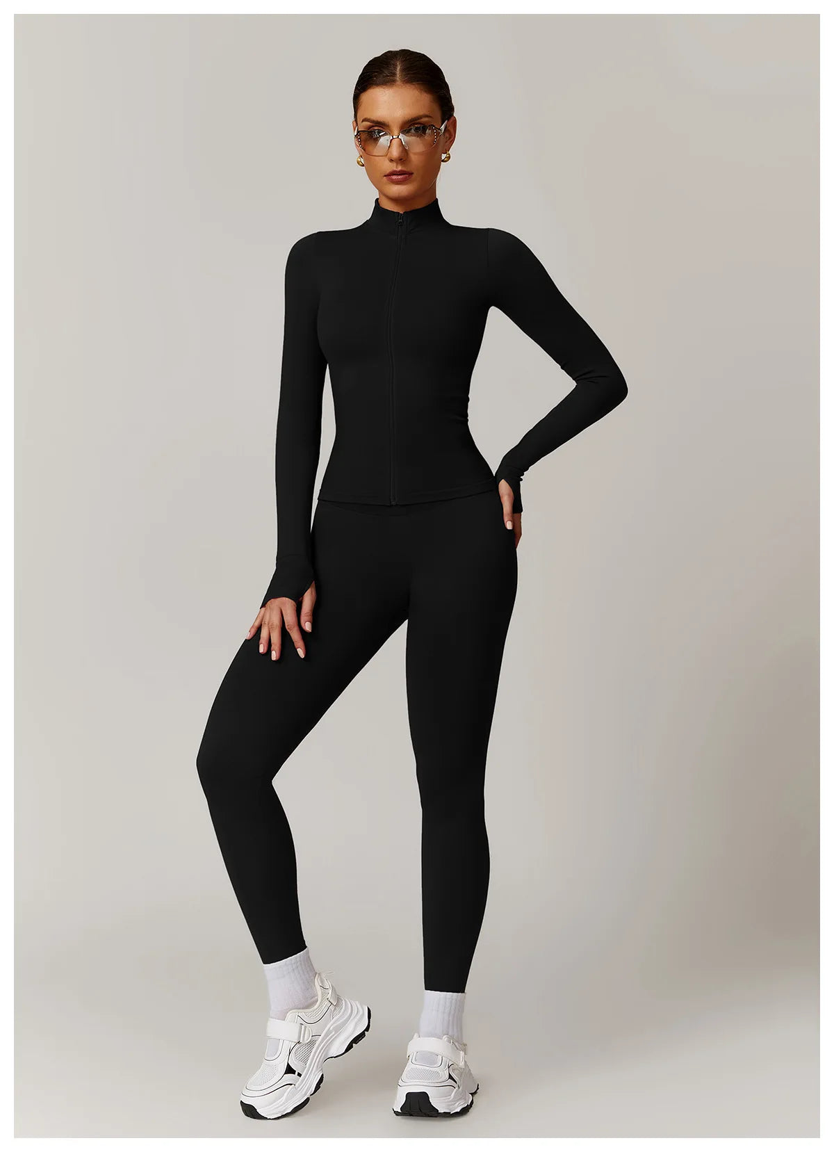 Women's Seamless 2-Piece Yoga Set – Long Sleeve Jacket &amp; High-Waist Leggings Gym Workout