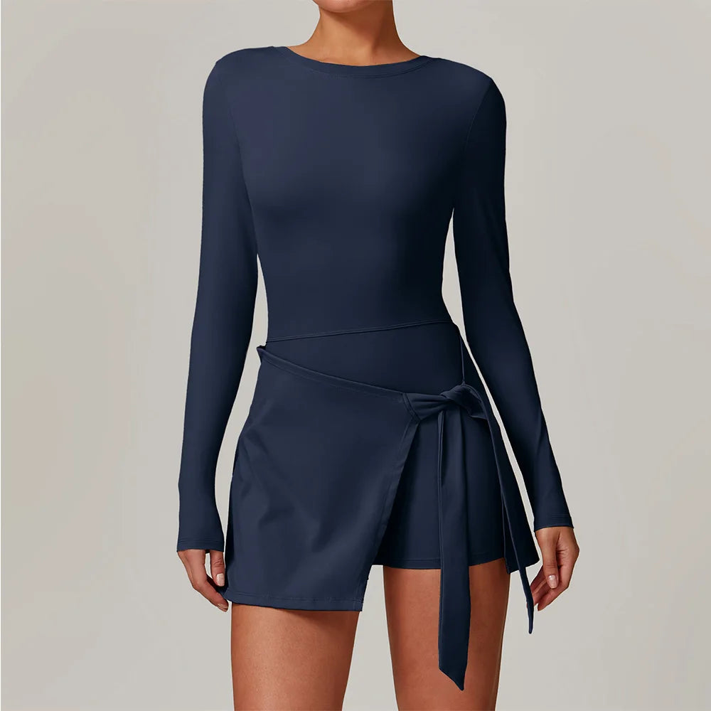 Women's Short Sports Jumpsuit – Long Sleeve One-Piece