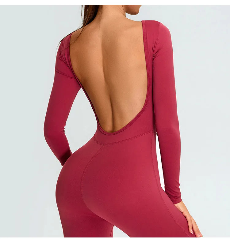 Women's Fitness Romper – Long Sleeve Yoga &amp; Gym Workout Jumpsuit