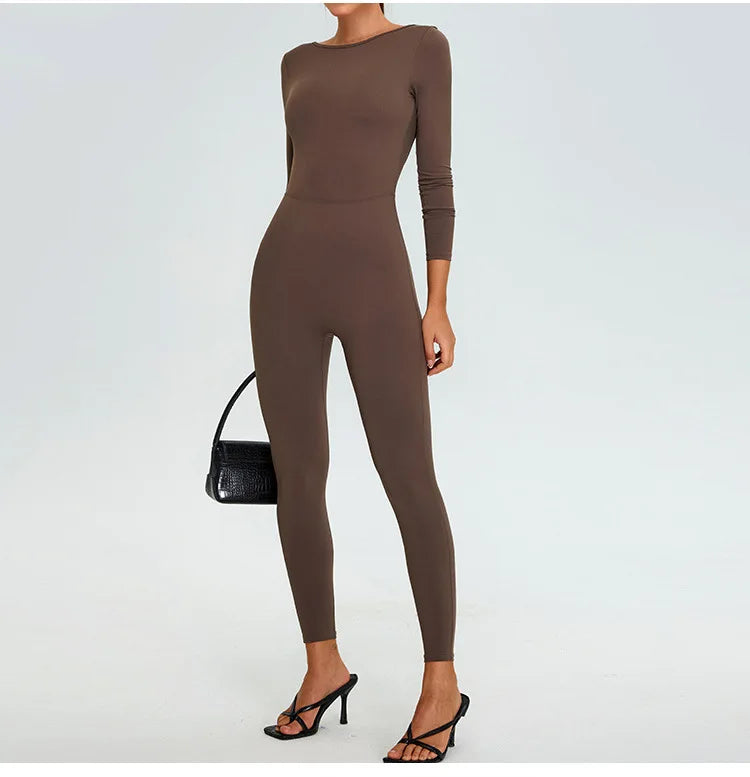 Women's Fitness Romper – Long Sleeve Yoga &amp; Gym Workout Jumpsuit