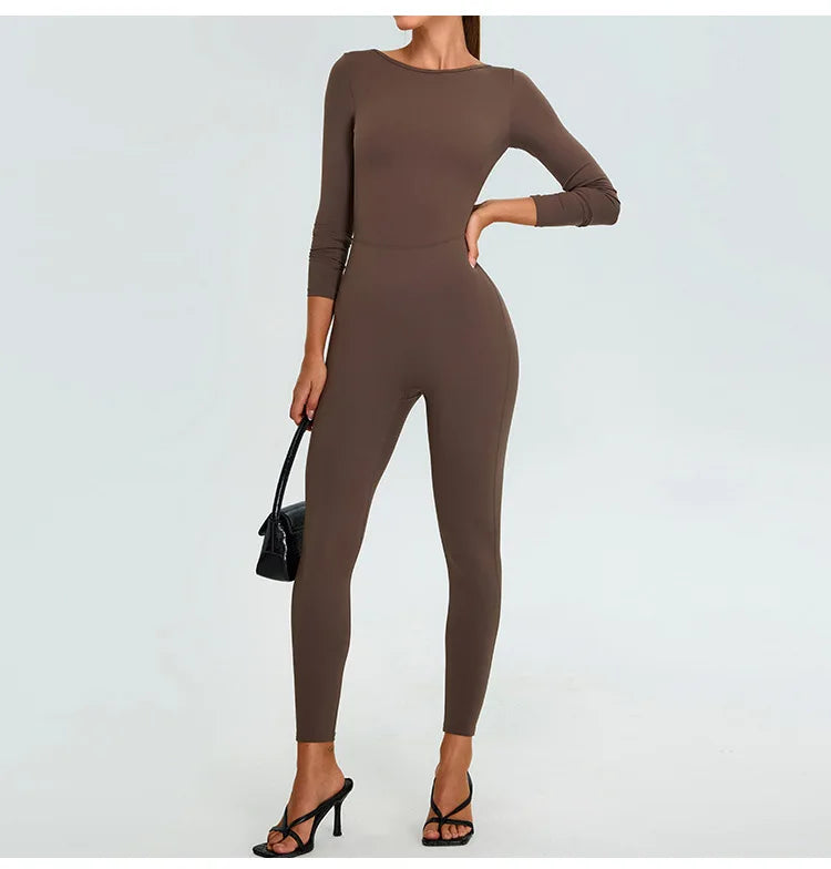 Women's Fitness Romper – Long Sleeve Yoga &amp; Gym Workout Jumpsuit